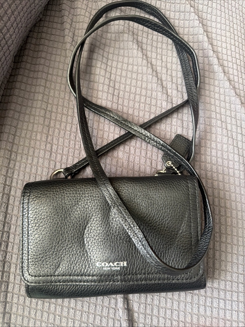 Coach Black LeatherP hone & Crossbody Flap Bag - Picture 14 of 14
